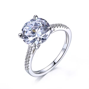 Sterling Silver 1.47ct Natural Cubic Zirconia Round 8mm Engagement Wedding Ring - Picture 1 of 7