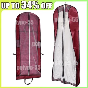 Breathable 72" Long Wedding Dress Cover Prom Bridal Gown Garment Storage Zip Bag - Picture 1 of 14