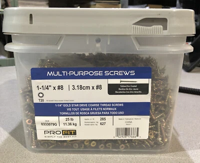 National Nail 1 1/4” X #8 Screw Coarse Thread T20 Drive Yellow Zinc Coated 25lb - Image 1 of 2