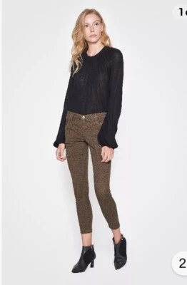 Pantalones cargo ajustados Joie para mujer 24x25 recortados verde militar estampado de leopardo Foto 1 de 4