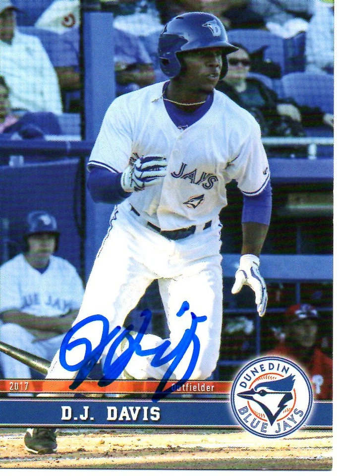 D.J. Davis 2017 Dunedin Blue Jays Signed Card - Image 1 of 1