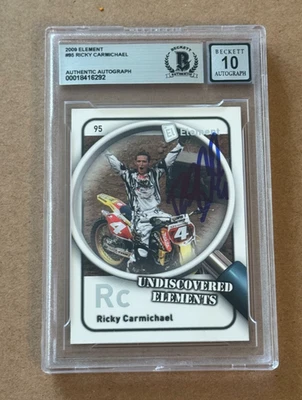 RICKY CARMICHAEL SIGNED 2009 UNDISCOVERED ELEMENT RC AUTO GRADE 10 BECKETT BAS - Image 1 of 2
