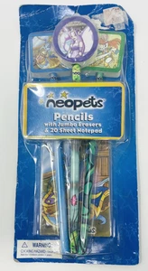 Vintage 2004 Neopets Pencils w/ Jumbo Erasers 20 Sheet Notepad - Picture 1 of 6