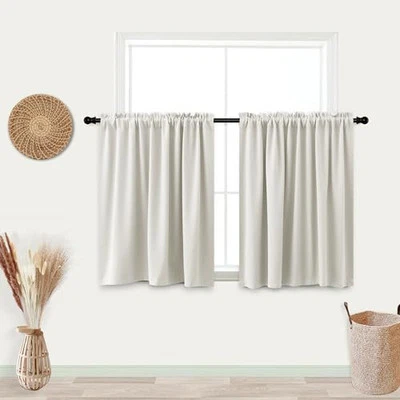  Kitchen Farmhouse Curtains 36 Inch Length for 34"W x 36"L (Pack of 2) Beige - Image 1 of 4