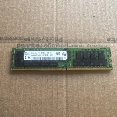 Hynix 64GB DDR4-3200 PC4-25600 2Rx4 ECC RDIMM Server Memory RAM HMAA8GR7CJR4N-XN - Image 1 of 4