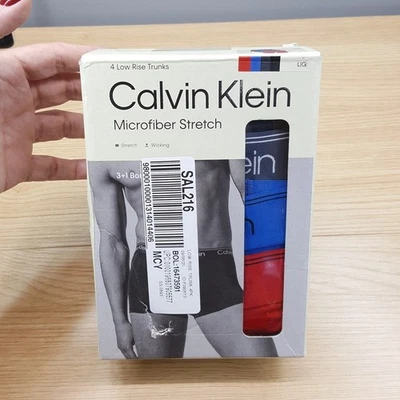 Calvin Klein Calzoncillos Boxer Para Hombre Grandes Rojo Negro Gris Azul Paquete de 4 Microfibra Foto 1 de 4