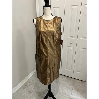 Ellen Tracy Arcadia Gold Sheath Sleeveless Dress - 8 NWT - Image 1 of 4
