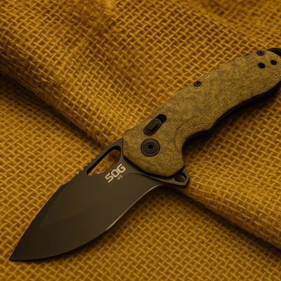 🔥 SOG Kiku XR Limited Blackout CTS XHP Quick-Opening Knife Green Micarta + Clip - Image 1 of 4