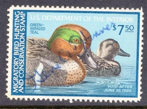 USA Hunting Permit Duck Stamp RW46 1979 $7.50 Green-Winged Teal used single CV$6 - Picture 1 of 2