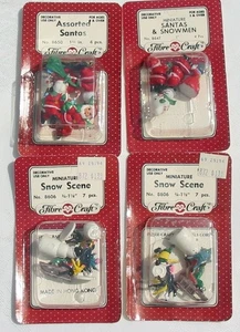 Vintage Miniatures Fibre Craft Supplies Snow Scene Santa Snowmen Cake Decor NOS - Picture 1 of 3