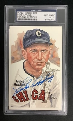 Luke Appling Signed Perez Steele Postcard Baseball HOF Reds Autograph PSA/DNA - Image 1 of 2