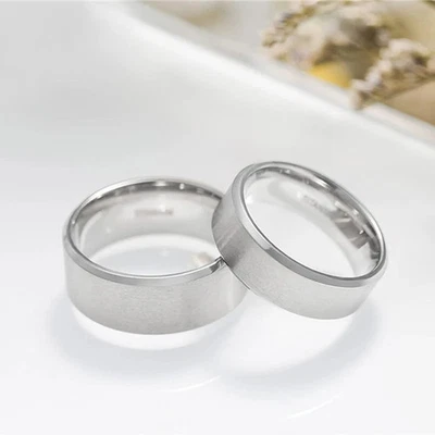 Anel de titânio tom prata escovado 4mm 6mm 8mm joias masculinas de noivado de casamento - Imagem 1 de 4