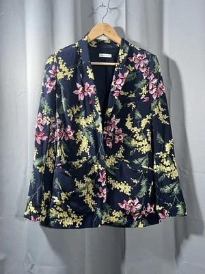 Chaqueta Blazer Whistles Azul Marino Floral Seda Reino Unido 6 - Excelente Estado Foto 1 de 4
