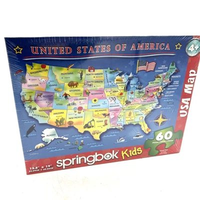 New Springbok Kids USA Map Jigsaw Puzzle 60 Pieces Made in USA - Image 1 of 3