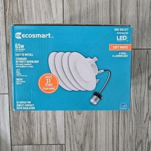 4 pack Ecosmart 65w 4in Downlight Dimmable Soft White Screw-in Base - Picture 1 of 1