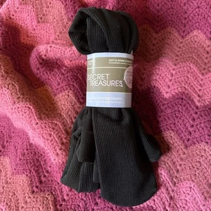 L/XL Secret Treasures BLACK TIGHTS Footed SOFT FLEECE INSIDE Opaque - Picture 1 of 10