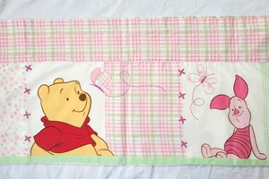 1 Winnie Pooh Piglet Pink Green Plaid Valance Lined Cotton Blend Butterfly 72x13 - Picture 1 of 11