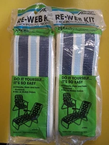 2 Packs Arden Paradise Re-Web Kit Stripes Blue 30' x 3"Lawn Chair Webbing NOS - Picture 1 of 2