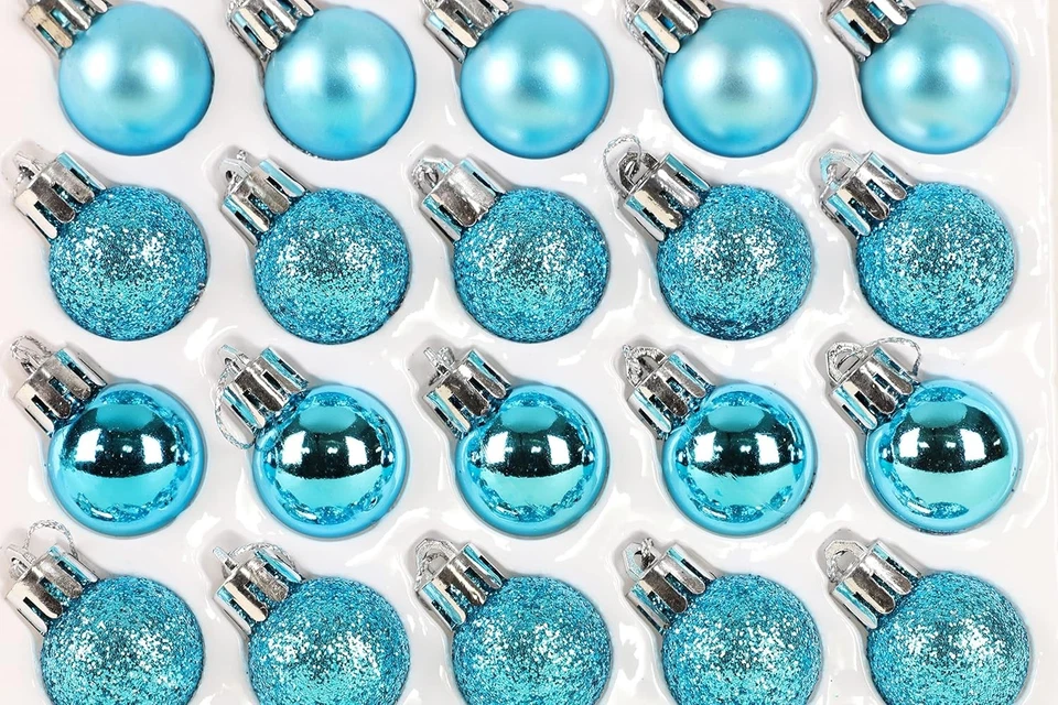 Pack de 25 Mini Adornos Árbol de Navidad 25mm Brillante Mate Brillo Decorado Foto 1 de 4