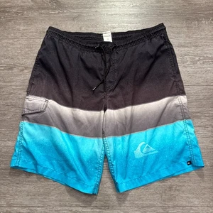 Quiksilver Swim Trunks Mens Medium Blue Black Mesh Lined Outdoor Beach Surf - Picture 1 of 11