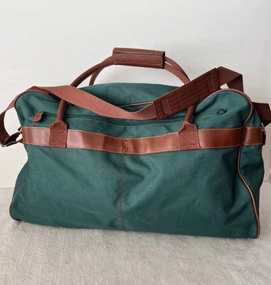 Vintage 90’s Ralph Lauren Polo Duffle Bag Hunter Green Canvas Handles Strap Pony - Image 1 of 4