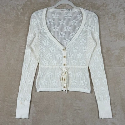 Top Anthropologie Polilla Talla M Crema Floral Tejido Corbata Cintura Manga Larga Botón Foto 1 de 4