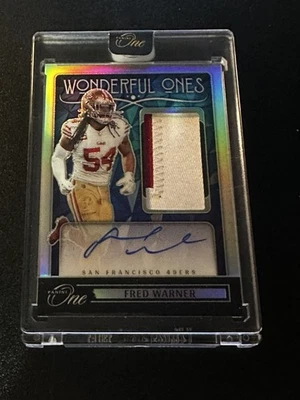 2024 Panini One Wonderful Ones Fred Warner Auto Patch #d 69/99. SP 49ers. - Image 1 of 3