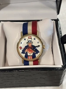Vintage Uncle Sam Patriotic Political Vote Red White & Blue Watch - Picture 1 of 5