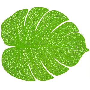 Green Leaf Shaped Placemats Set of 4 Tropical Leaves Place mats Vinyl Tablema... - Picture 1 of 8