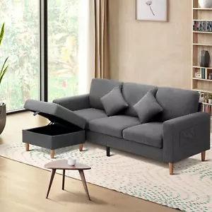 Oikiture Sofa Lounge Set Modular Couch 3 Seater Corner Chaise Ottoman Velvet - Picture 1 of 10
