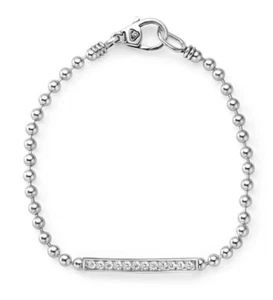 $850 Lagos Caviar Spark 925 Sterling Silver Beaded Diamond Bracelet 6mm Sz M - Picture 1 of 8