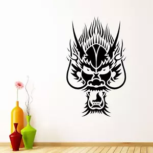Calcomanía de pared cabeza de dragón chino calcomanía transferencia hogar dormitorio vinilo mate Reino Unido - Imagen 1 de 36