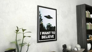 Póster de serie de televisión vintage de The X-Files I Want to Believe UFO enmarcado de lona Giclee - Imagen 1 de 6