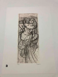 Alphonse Mucha off set lithograph cm 50x70 with certificate - signature on plate - Picture 1 of 7