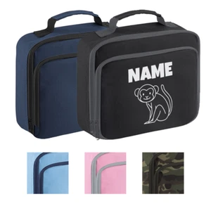Personalised Monkey Lunch Box Custom Name School Kids Boys Girls Insulated Bag - Picture 1 of 6
