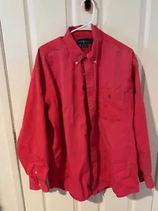 Camicia Ralph Lauren uomo XL rossa tinta unita Blake 100% cotone con bottoni manica lunga - Foto 1 di 3