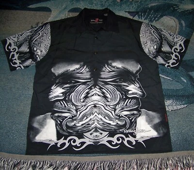 Vintage THE ROLLING STONES TATTOO YOU Dragonfly Button Dress Collar Shirt Size L - Image 1 of 4