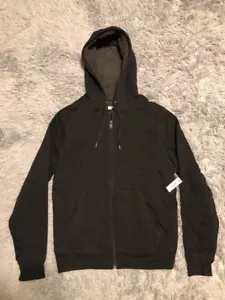 Essentials Men’s Hoodie Long Sleeve Fleece Sweatshirt Sherpa Lined Small Black - Picture 1 of 11