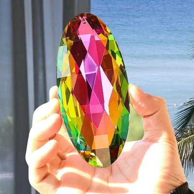 120MM Large Rainbow Oval Crystal Suncatcher Window Prism Decor DIY - image 1 of 4
