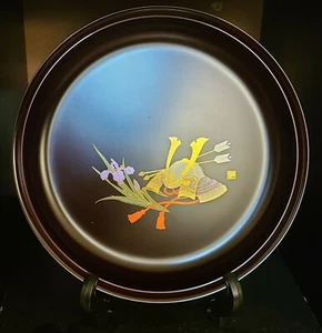 Handbemalte Kunst Samurai Helm Dekoration Platte Made in Japan kommt mit Ständer - Bild 1 von 11