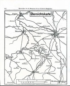 Übersichtskarte über Bewegungen-Schlacht- bei Groß Görschen -- S/W - aus 1901 - Picture 1 of 1