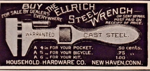 Original Antique 1887 Ellrich Steel Wrench part page print ad #132 - Picture 1 of 3