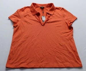 Talbots Women's Petite SS Ruffle Johnny Collar Polo Top MP9 Orange Large NWT - Picture 1 of 3