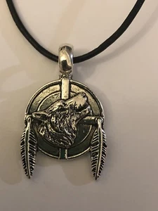 ❤️ COLLANA CIONDOLO IN PELLE LUPO ULULANTE RAGAZZO UOMO gotico punk gioielli - Foto 1 di 3