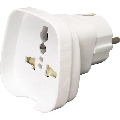 Reiseadapter Stromadapter UK USA Schweiz Italien auf EUROPA mit Schutzkragen - Bild 1 von 4
