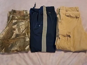Lot of 3 Boys Pants Wrangler Jeans, Faded Glory Lined Cargo, Xersion... - Picture 1 of 11