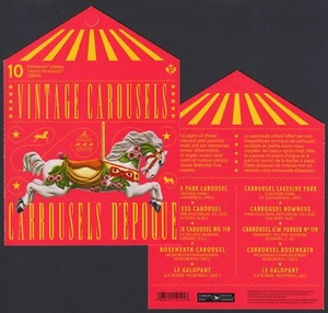 VINTAGE CAROUSELS = ATTRACTION = One Booklet of 10 stamps Canada 2022 MNH - Imagen 1 de 3