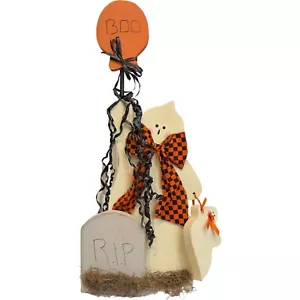 Halloween Ghost Balloon Grave Folk Art Made in USA Decor Tall 21" Handmade - Picture 1 of 12