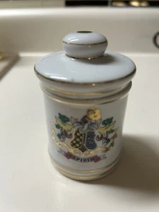 Vintage Porzellan Apotheker Glas mit Deckel Japan Aspirin 3,5 Zoll Goldrand - Bild 1 von 4