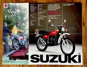 ¡Raro! Suzuki TC-125 1976 PROSPECTOR/TS 125 DUSTER - motocicleta especificaciones 2 lados - Imagen 1 de 5